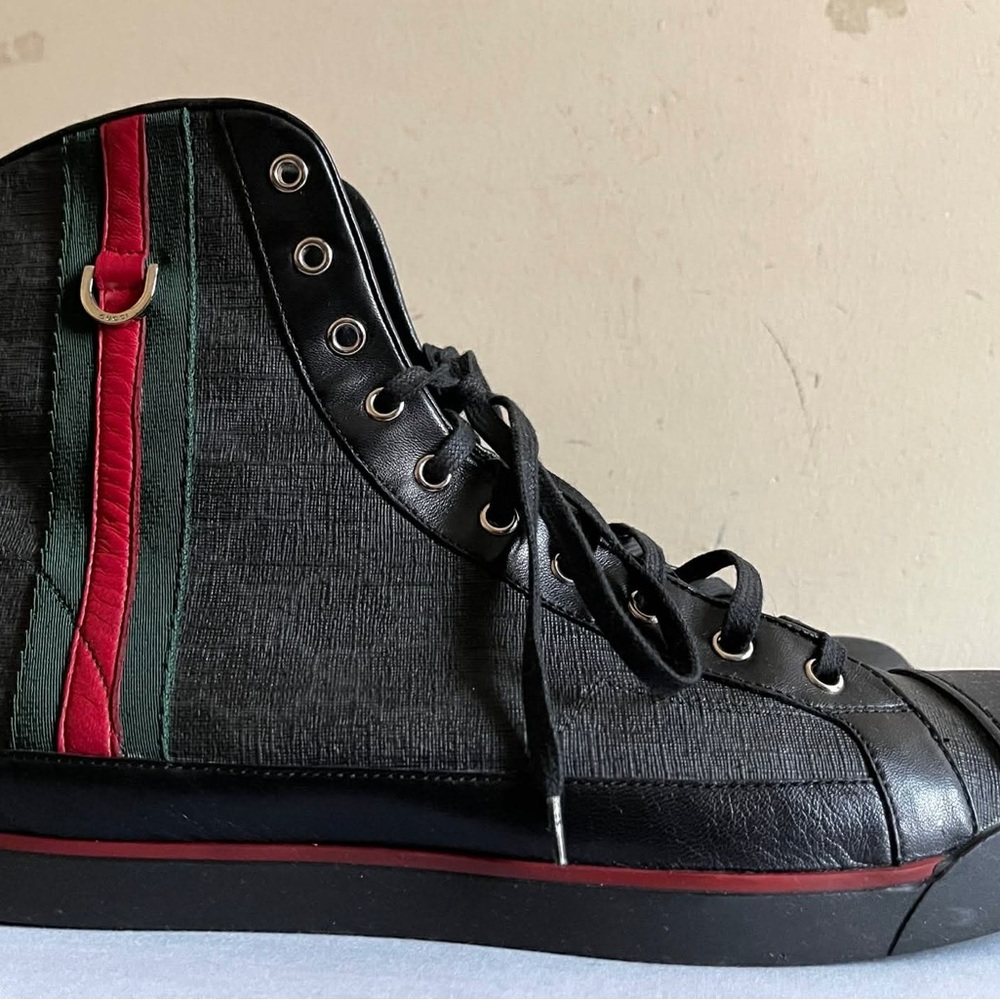 Gucci Black and Green High-Top Sneakers